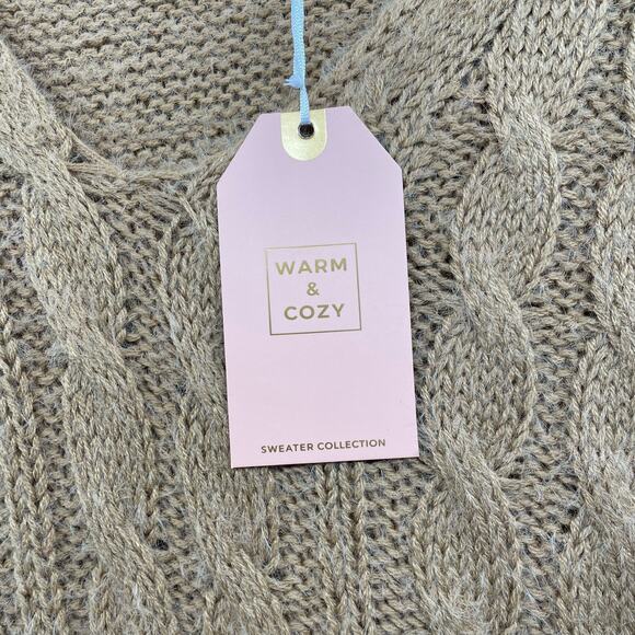 Soft Cable Knit Sweater Womens Small Oversized Tunic Fuzzy Fall Winter Warm Cozy - Picture 3 of 9